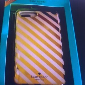 Kate Spade Diagonal Gold and White Phone Case